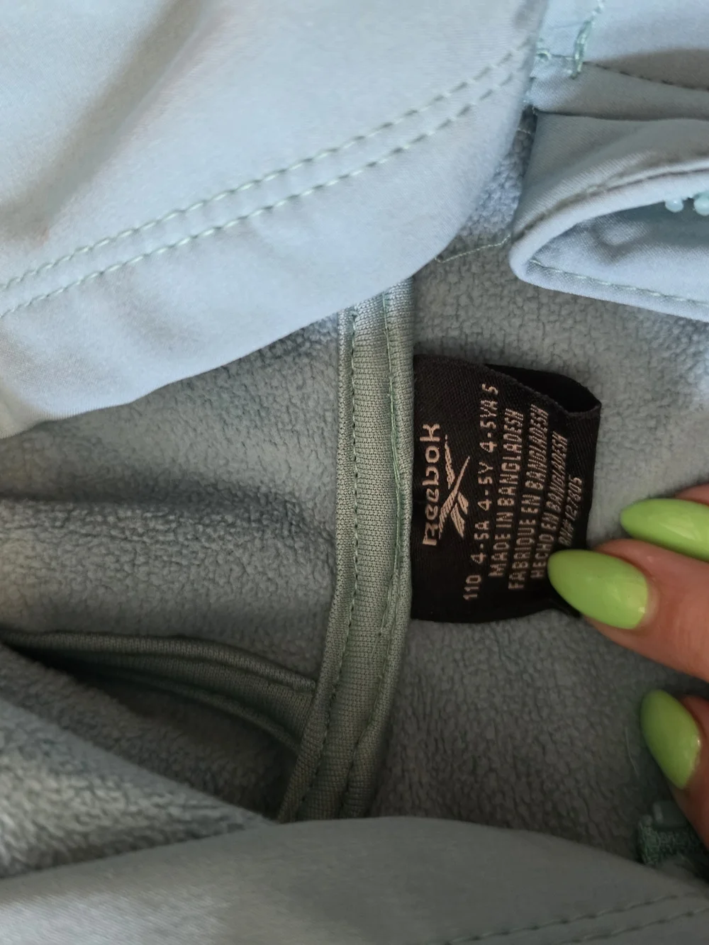 Reebok Kids Mint Green Hooded Zip-Up Jacket with Silver Patches